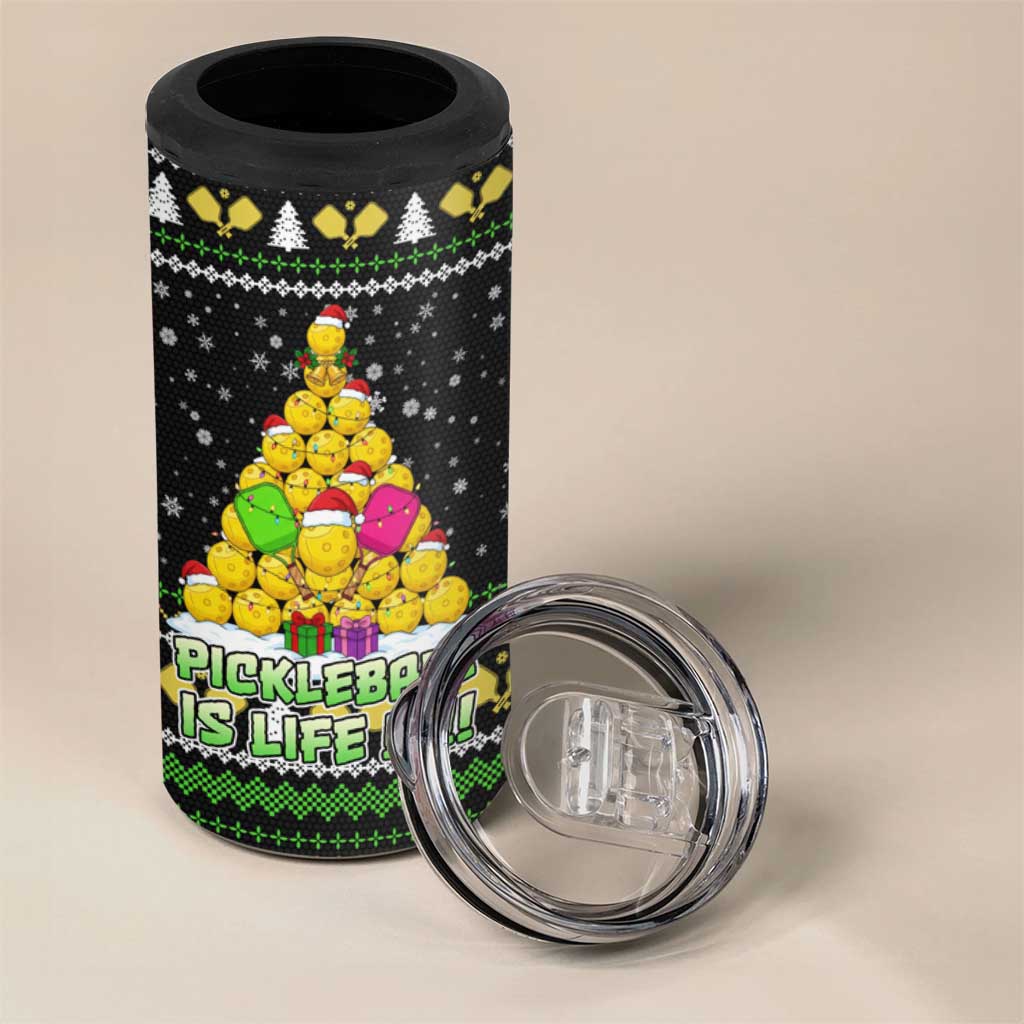 PickleBall Is Life Christmas 4 in 1 Can Cooler Tumbler Xmas Holiday Patterns - Wonder Print Shop