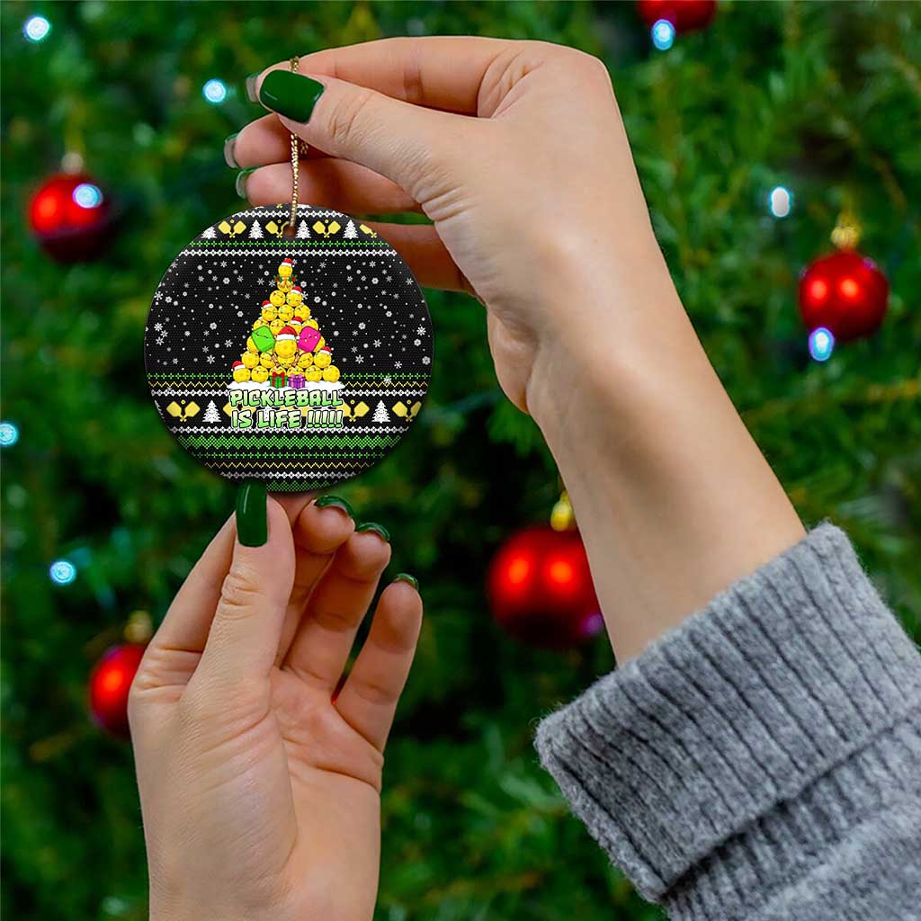 PickleBall Is Life Christmas Ceramic Ornament Xmas Holiday Patterns - Wonder Print Shop