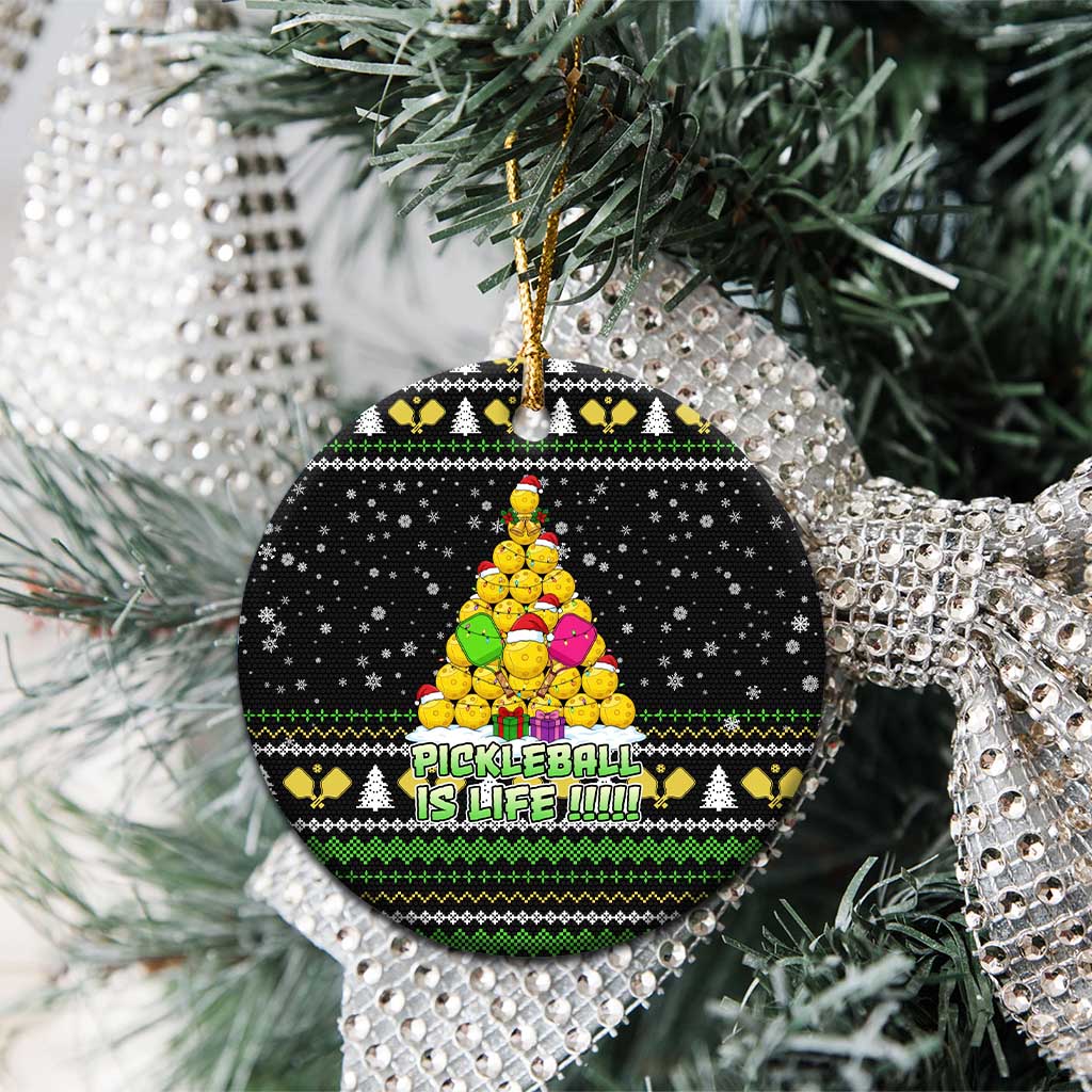 PickleBall Is Life Christmas Ceramic Ornament Xmas Holiday Patterns - Wonder Print Shop