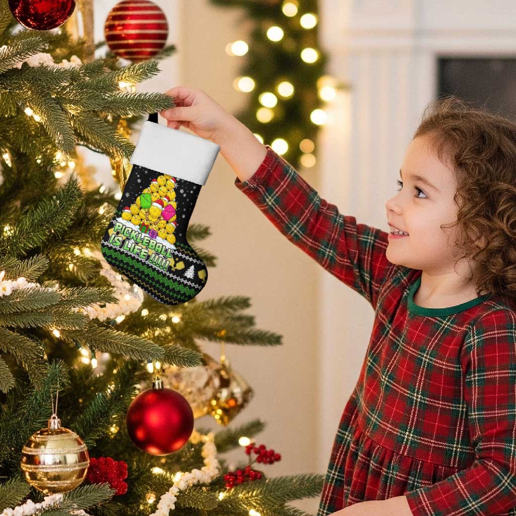 PickleBall Is Life Christmas Stocking Xmas Holiday Patterns - Wonder Print Shop