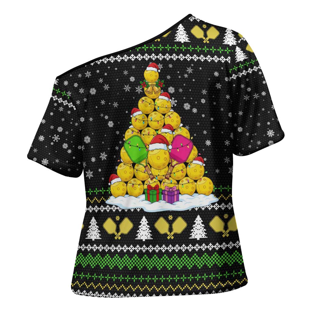 PickleBall Is Life Christmas Cross Shoulder Shirt Xmas Holiday Patterns - Wonder Print Shop