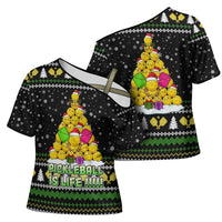 PickleBall Is Life Christmas Cross Shoulder Shirt Xmas Holiday Patterns - Wonder Print Shop