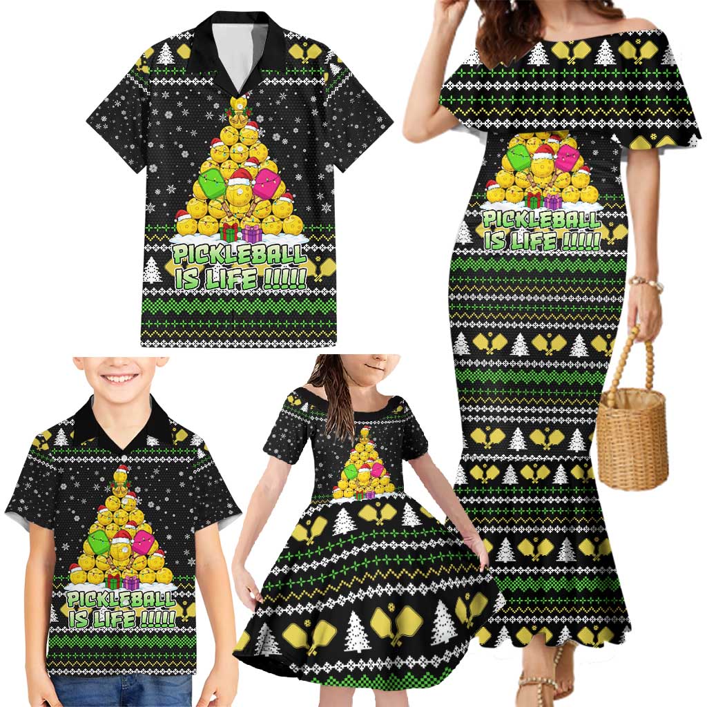 PickleBall Is Life Christmas Family Matching Mermaid Dress and Hawaiian Shirt Xmas Holiday Patterns - Wonder Print Shop