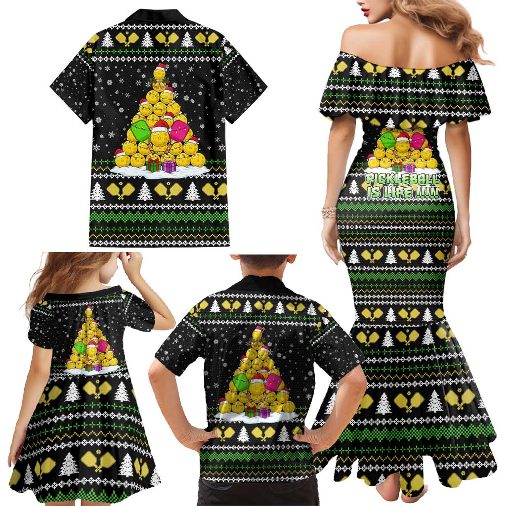 PickleBall Is Life Christmas Family Matching Mermaid Dress and Hawaiian Shirt Xmas Holiday Patterns - Wonder Print Shop