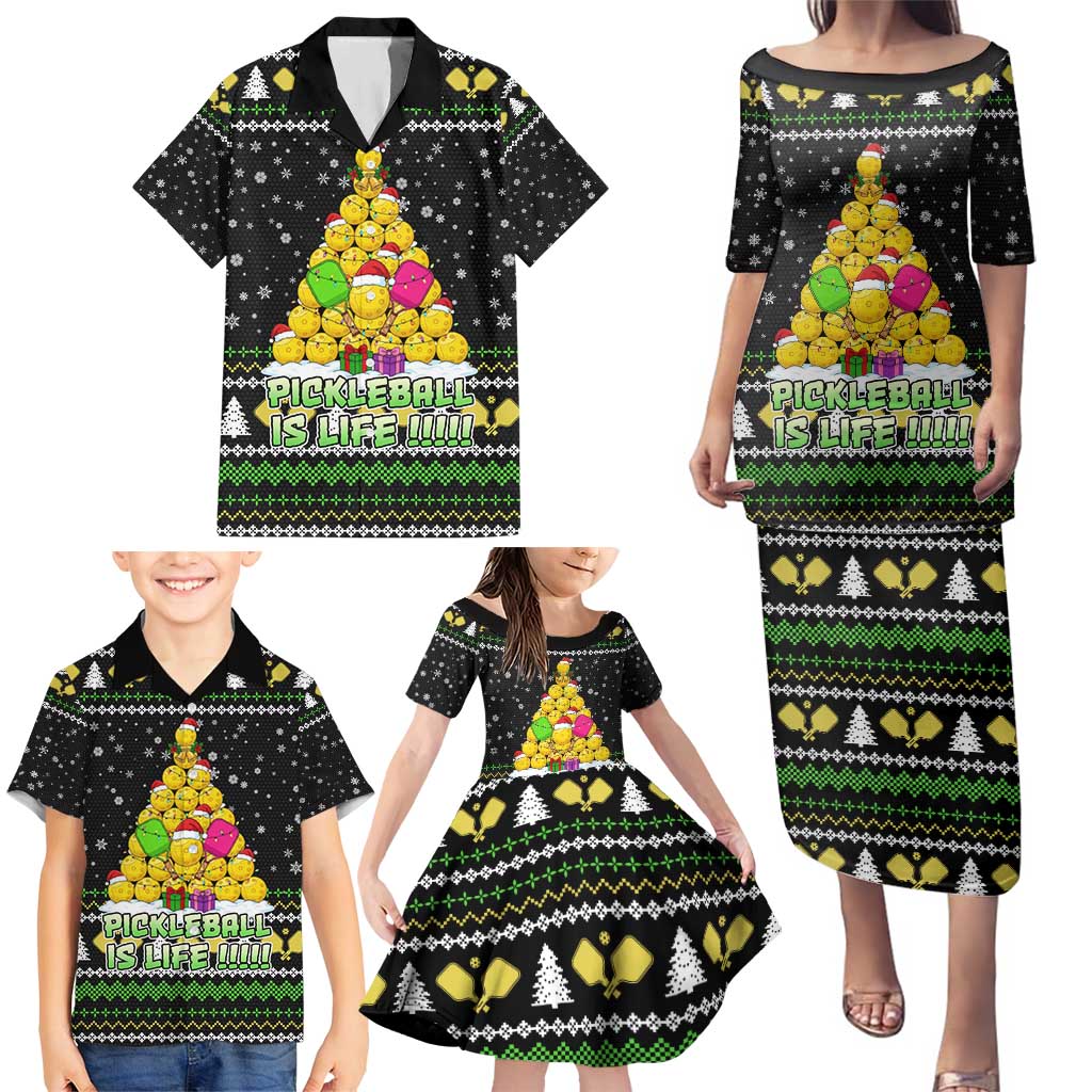 PickleBall Is Life Christmas Family Matching Puletasi and Hawaiian Shirt Xmas Holiday Patterns - Wonder Print Shop