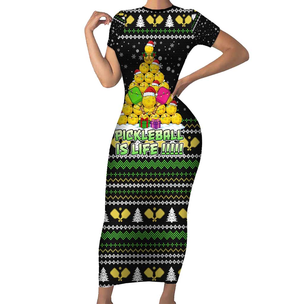 PickleBall Is Life Christmas Family Matching Short Sleeve Bodycon Dress and Hawaiian Shirt Xmas Holiday Patterns - Wonder Print Shop