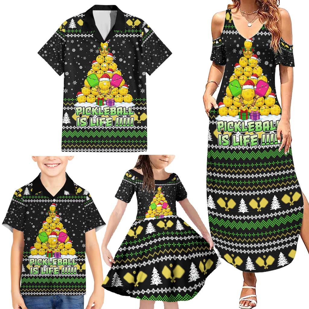 PickleBall Is Life Christmas Family Matching Summer Maxi Dress and Hawaiian Shirt Xmas Holiday Patterns - Wonder Print Shop
