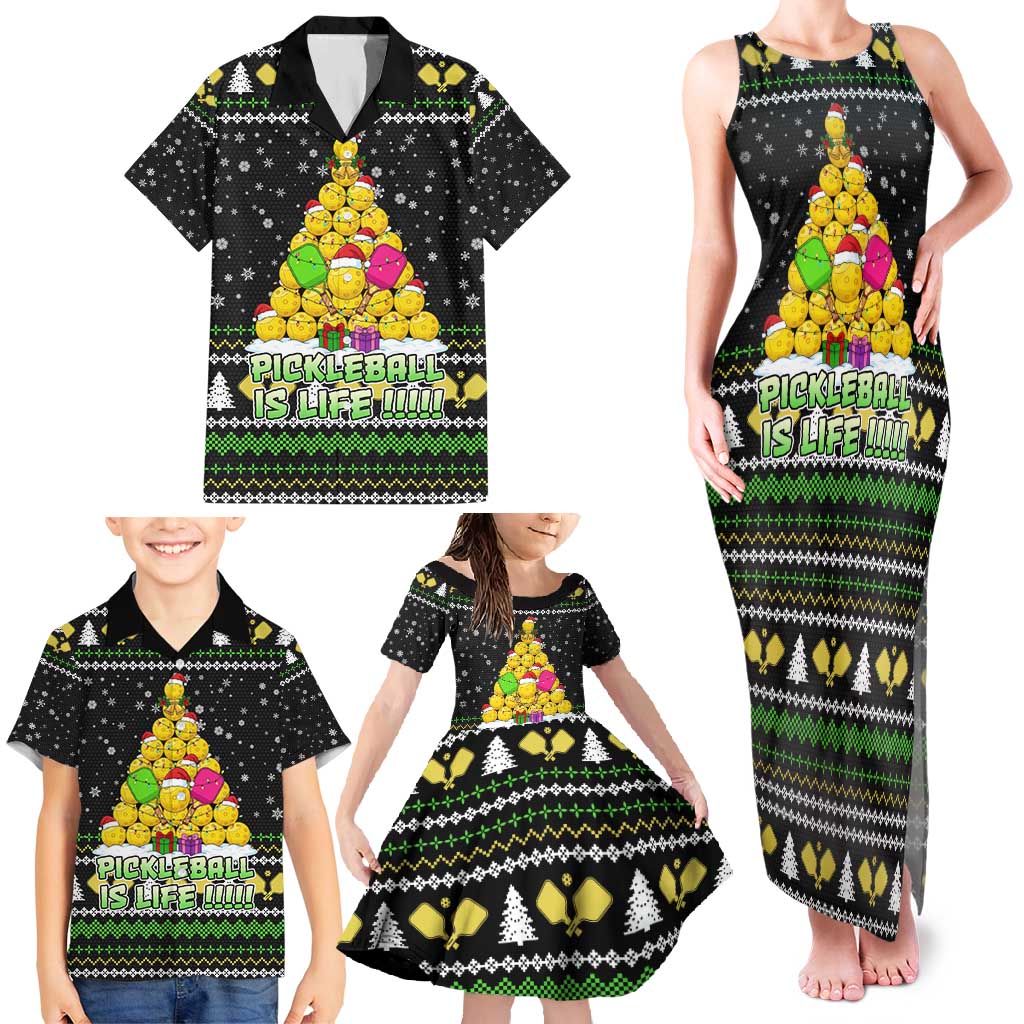 PickleBall Is Life Christmas Family Matching Tank Maxi Dress and Hawaiian Shirt Xmas Holiday Patterns - Wonder Print Shop
