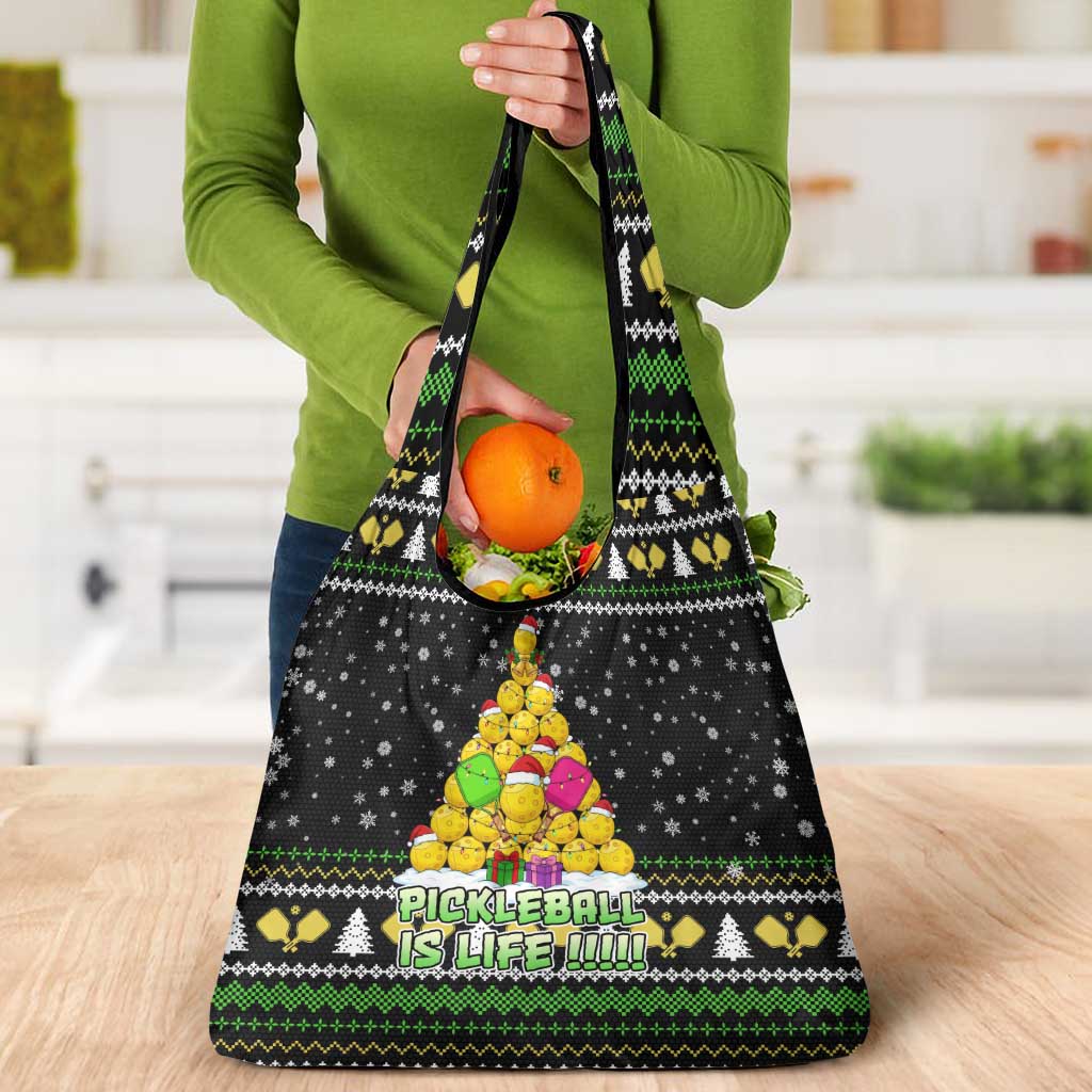 PickleBall Is Life Christmas Grocery Bag Xmas Holiday Patterns - Wonder Print Shop