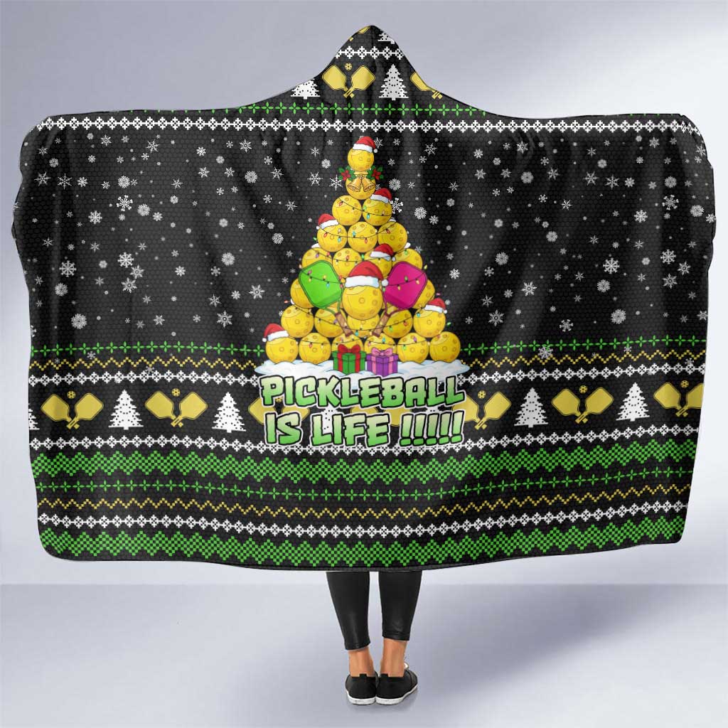 PickleBall Is Life Christmas Hooded Blanket Xmas Holiday Patterns - Wonder Print Shop