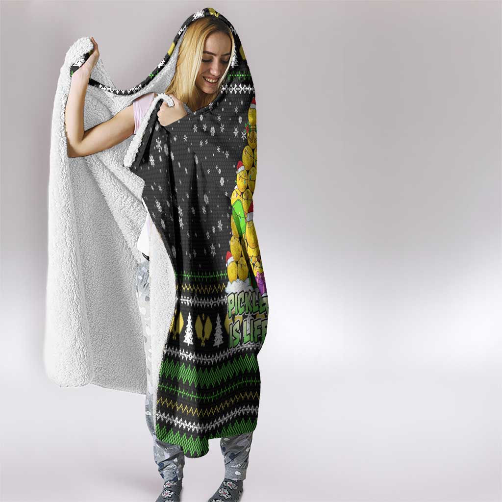 PickleBall Is Life Christmas Hooded Blanket Xmas Holiday Patterns - Wonder Print Shop
