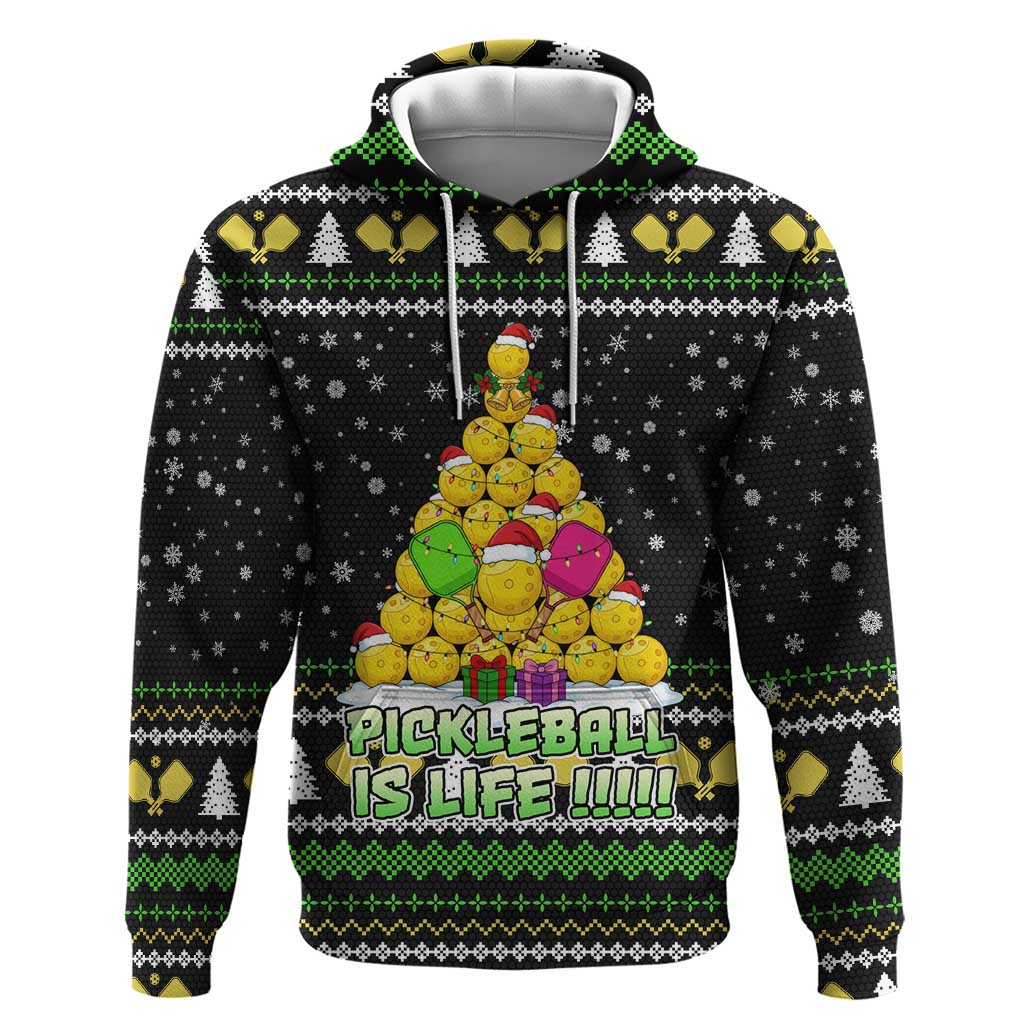PickleBall Is Life Christmas Hoodie Xmas Holiday Patterns - Wonder Print Shop