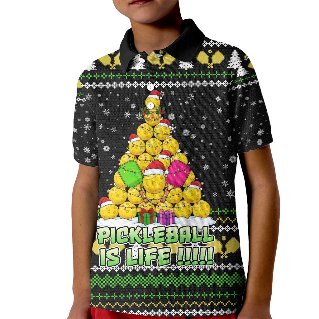 PickleBall Is Life Christmas Kid Polo Shirt Xmas Holiday Patterns - Wonder Print Shop