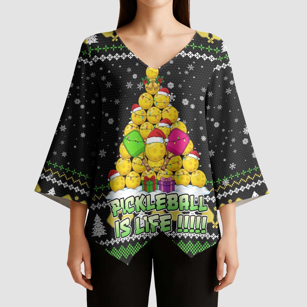 PickleBall Is Life Christmas Kimono Sleeve Blouse Xmas Holiday Patterns - Wonder Print Shop