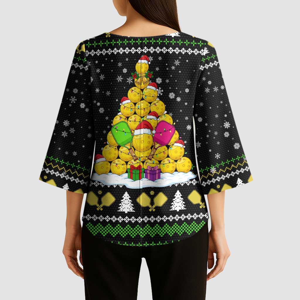 PickleBall Is Life Christmas Kimono Sleeve Blouse Xmas Holiday Patterns - Wonder Print Shop