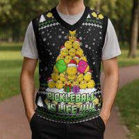PickleBall Is Life Christmas Knitted V-Neck Vest Xmas Holiday Patterns - Wonder Print Shop