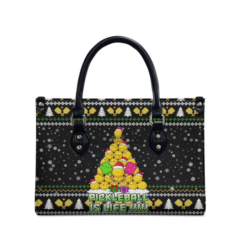 PickleBall Is Life Christmas Leather Bag Xmas Holiday Patterns - Wonder Print Shop
