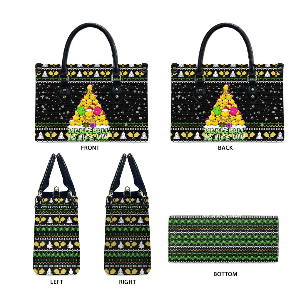 PickleBall Is Life Christmas Leather Bag Xmas Holiday Patterns - Wonder Print Shop