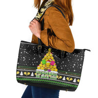 PickleBall Is Life Christmas Leather Tote Bag Xmas Holiday Patterns - Wonder Print Shop