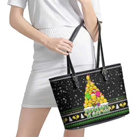 PickleBall Is Life Christmas Leather Tote Bag Xmas Holiday Patterns - Wonder Print Shop