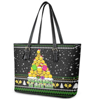 PickleBall Is Life Christmas Leather Tote Bag Xmas Holiday Patterns - Wonder Print Shop