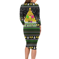 PickleBall Is Life Christmas Long Sleeve Bodycon Dress Xmas Holiday Patterns - Wonder Print Shop
