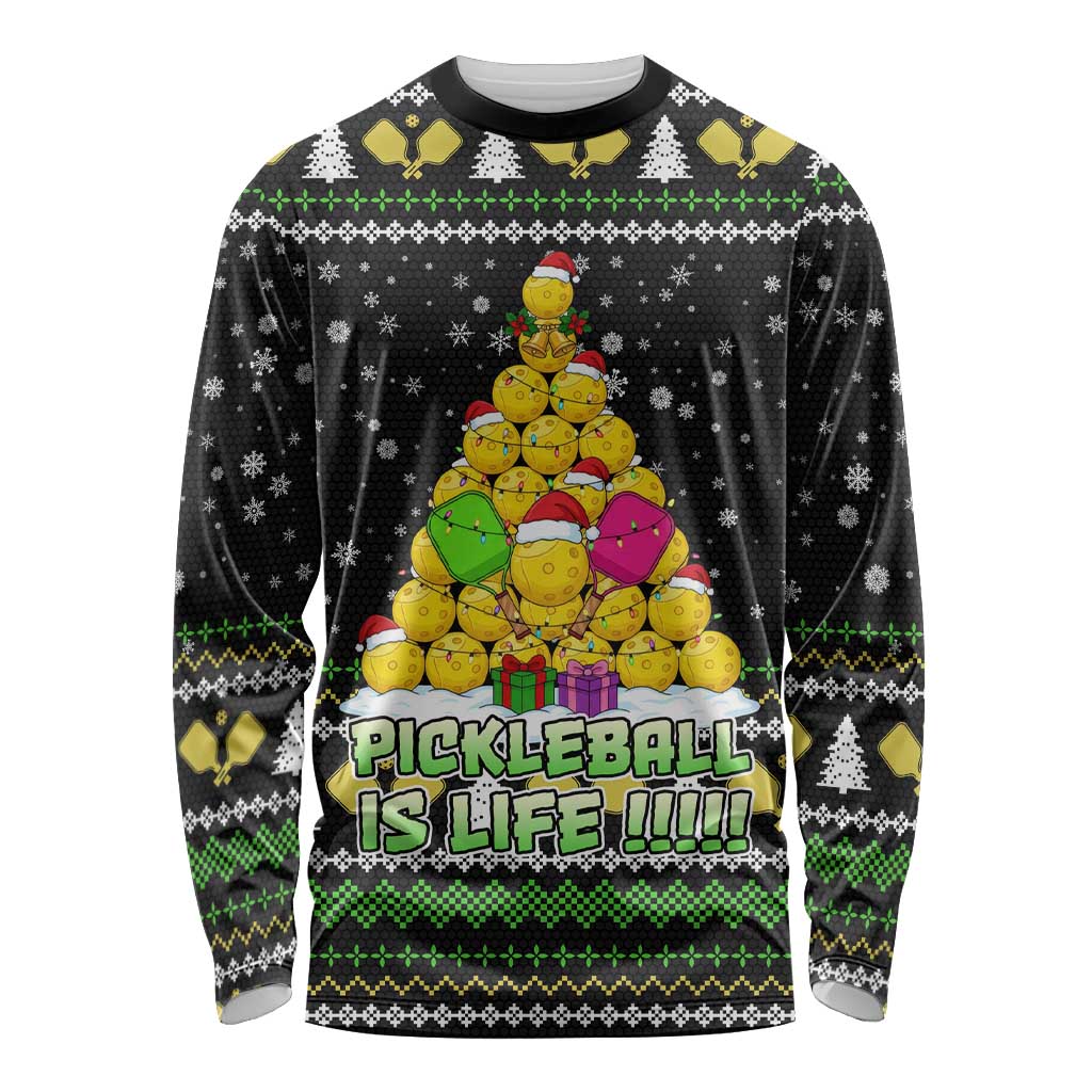 PickleBall Is Life Christmas Long Sleeve Shirt Xmas Holiday Patterns - Wonder Print Shop