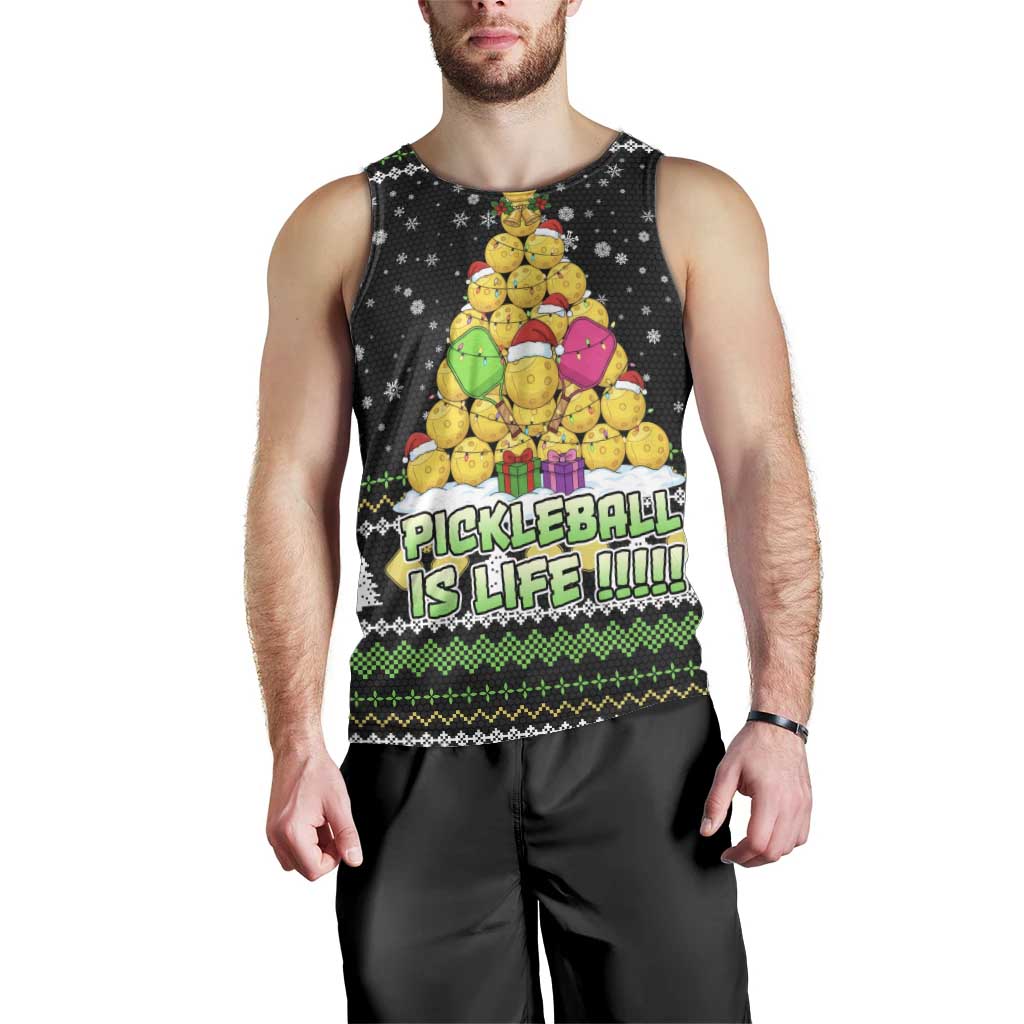 PickleBall Is Life Christmas Men Tank Top Xmas Holiday Patterns - Wonder Print Shop