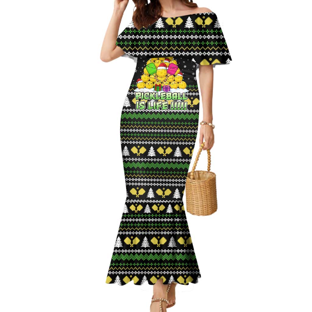 PickleBall Is Life Christmas Mermaid Dress Xmas Holiday Patterns - Wonder Print Shop