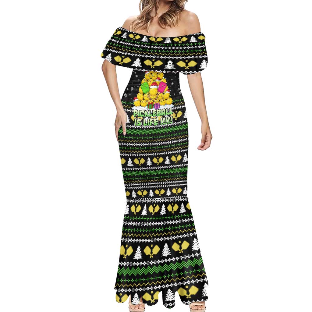 PickleBall Is Life Christmas Mermaid Dress Xmas Holiday Patterns - Wonder Print Shop