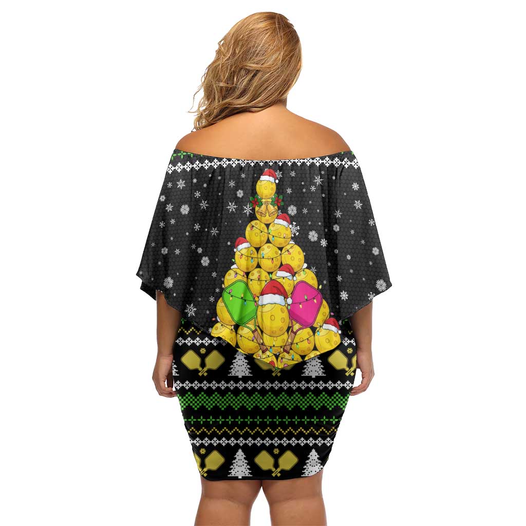 PickleBall Is Life Christmas Off Shoulder Short Dress Xmas Holiday Patterns - Wonder Print Shop