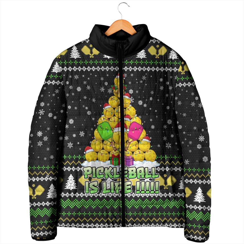 PickleBall Is Life Christmas Padded Jacket Xmas Holiday Patterns - Wonder Print Shop