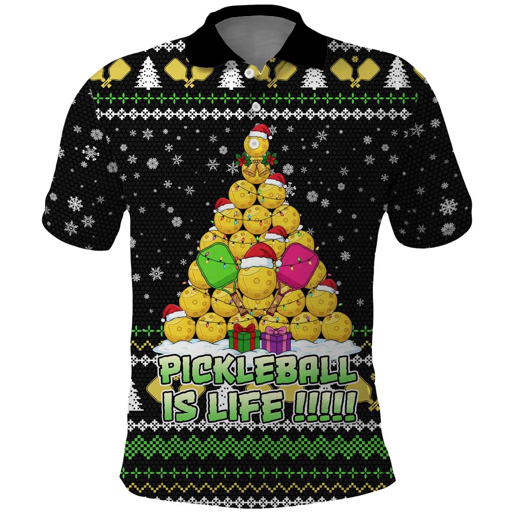 PickleBall Is Life Christmas Polo Shirt Xmas Holiday Patterns - Wonder Print Shop