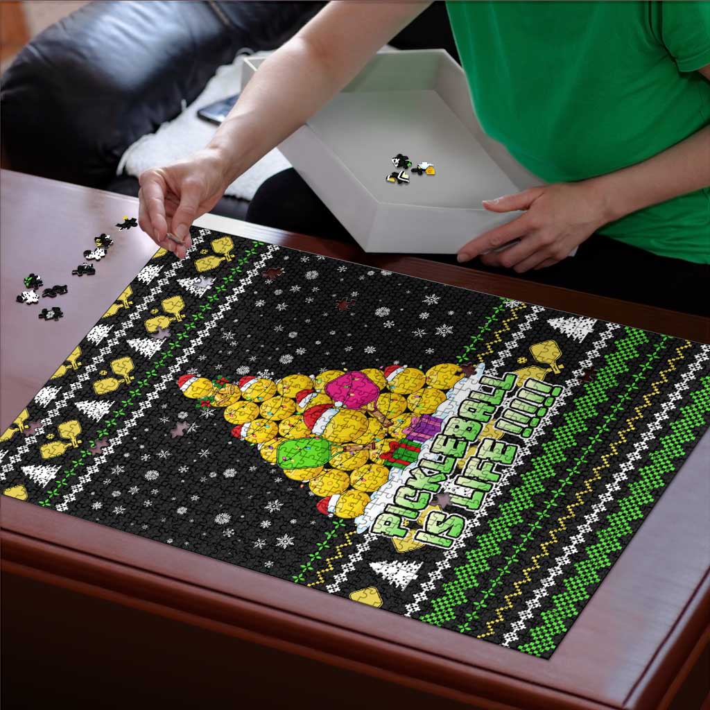 PickleBall Is Life Christmas Puzzle Xmas Holiday Patterns - Wonder Print Shop