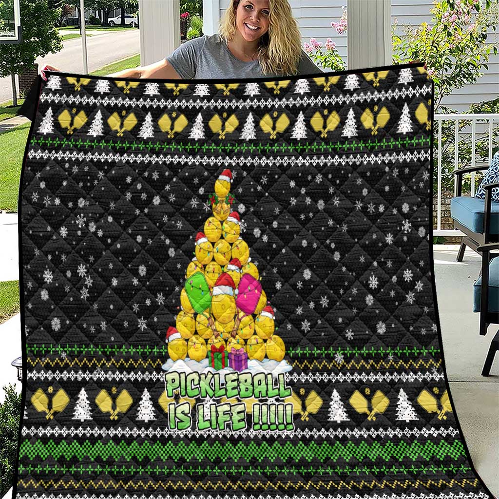PickleBall Is Life Christmas Quilt Xmas Holiday Patterns - Wonder Print Shop