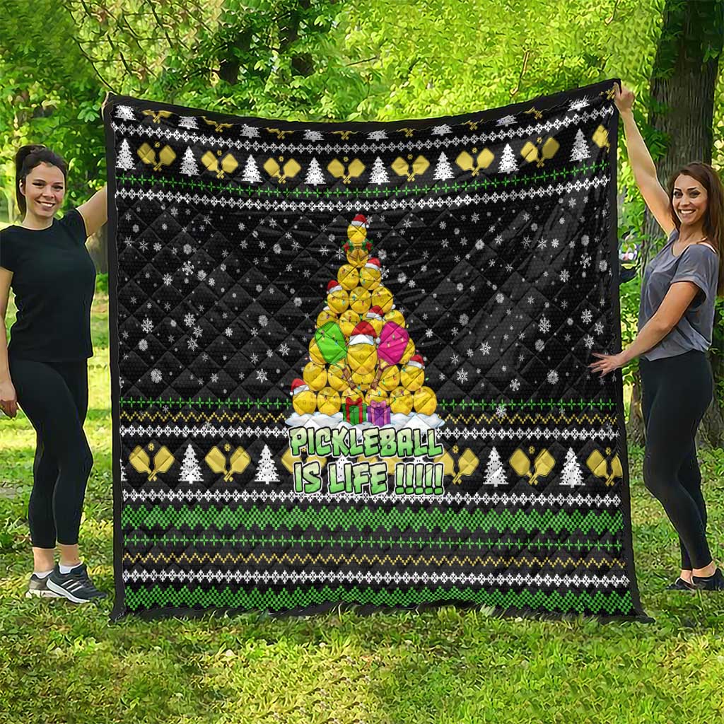 PickleBall Is Life Christmas Quilt Xmas Holiday Patterns - Wonder Print Shop