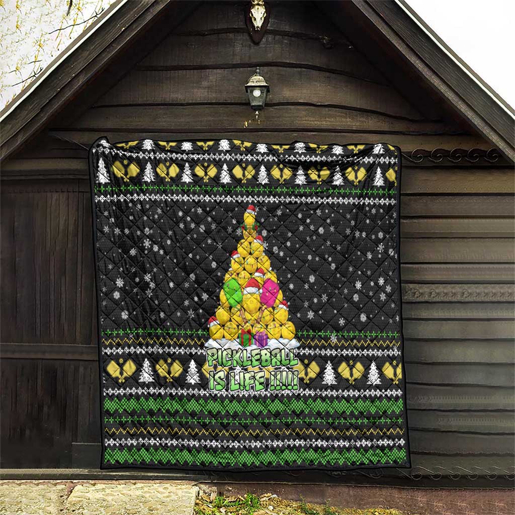 PickleBall Is Life Christmas Quilt Xmas Holiday Patterns - Wonder Print Shop