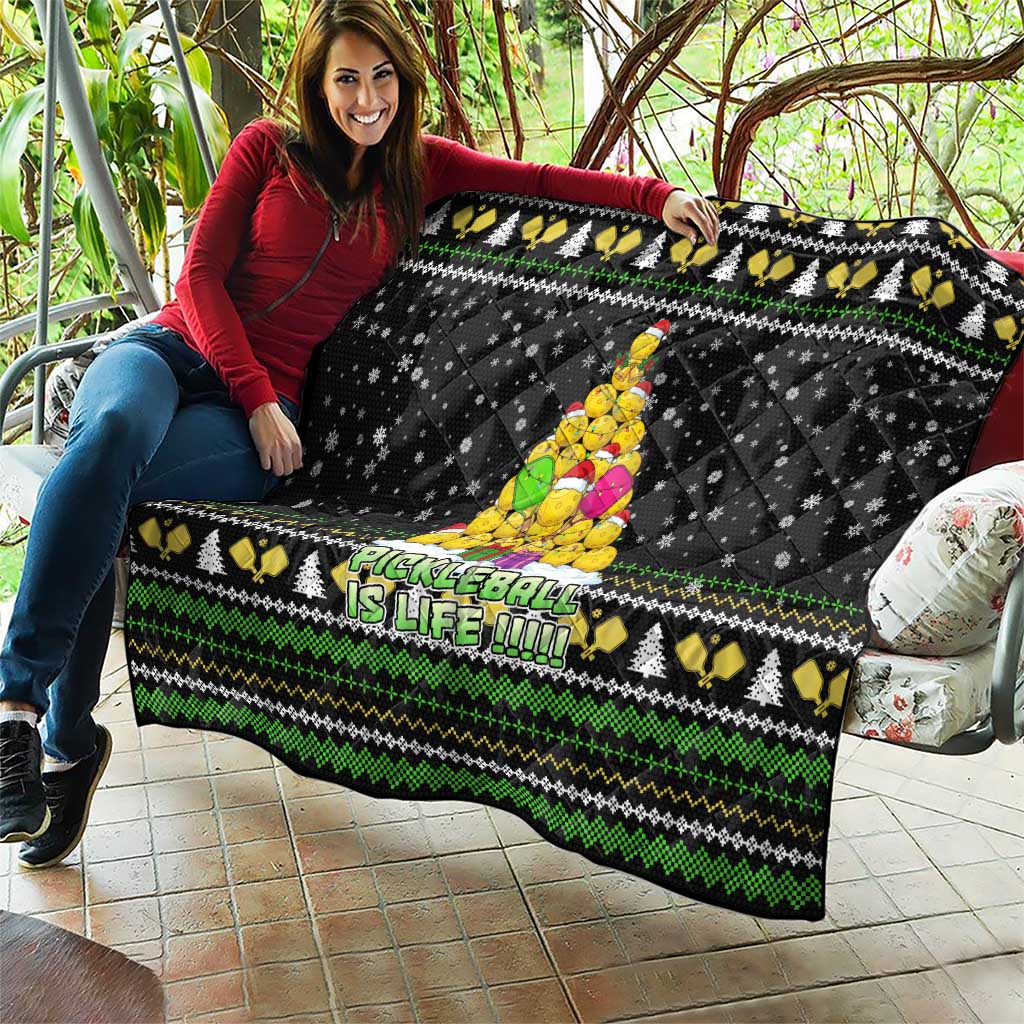 PickleBall Is Life Christmas Quilt Xmas Holiday Patterns - Wonder Print Shop
