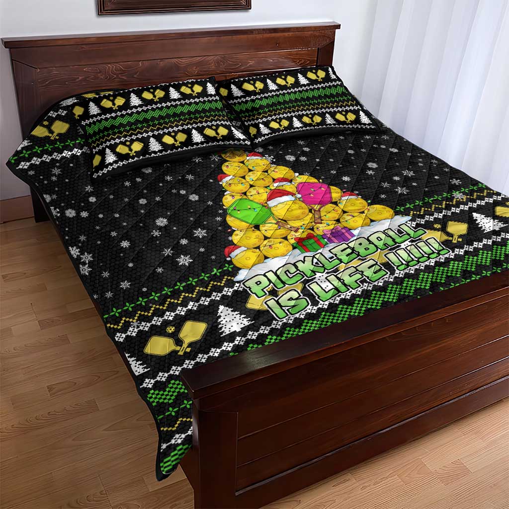 PickleBall Is Life Christmas Quilt Bed Set Xmas Holiday Patterns - Wonder Print Shop