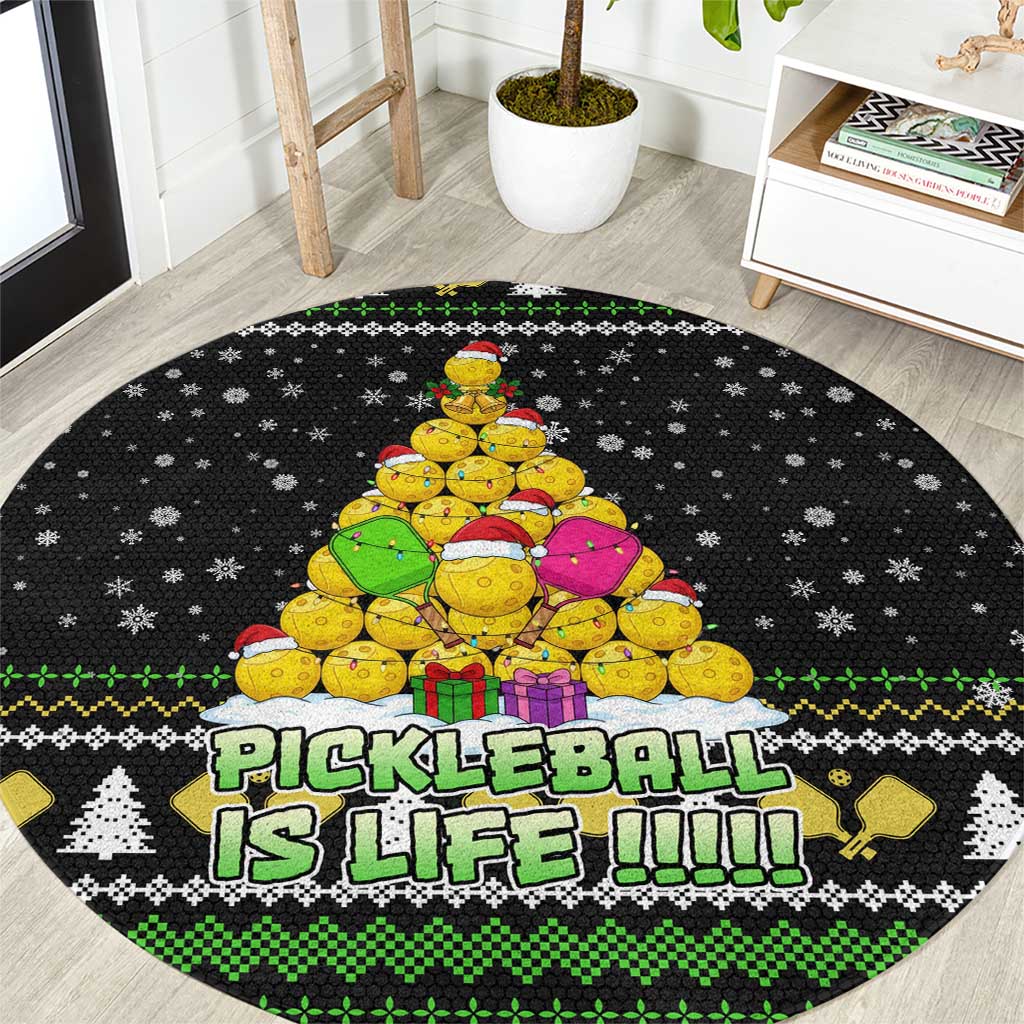 PickleBall Is Life Christmas Round Carpet Xmas Holiday Patterns - Wonder Print Shop