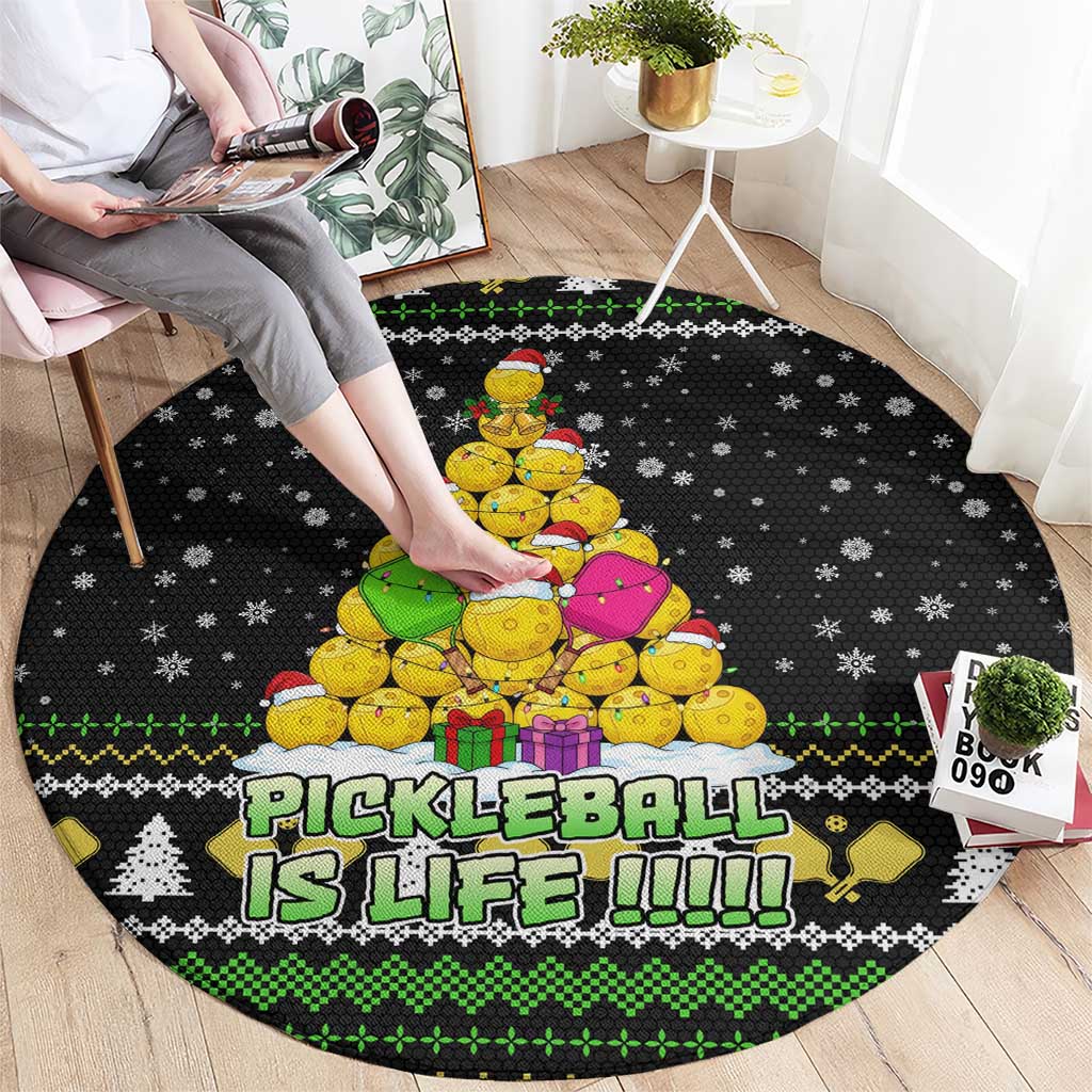PickleBall Is Life Christmas Round Carpet Xmas Holiday Patterns - Wonder Print Shop