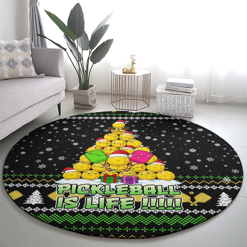 PickleBall Is Life Christmas Round Carpet Xmas Holiday Patterns - Wonder Print Shop