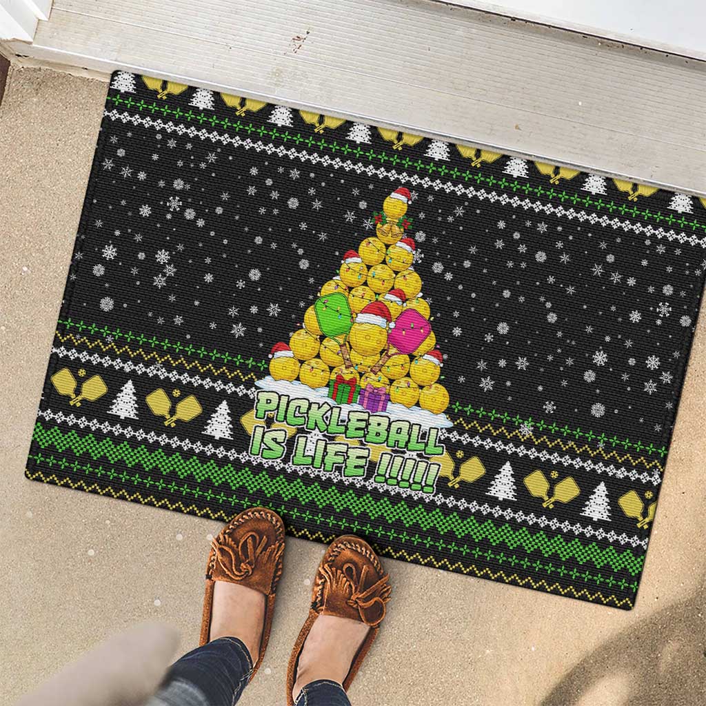 PickleBall Is Life Christmas Rubber Doormat Xmas Holiday Patterns - Wonder Print Shop