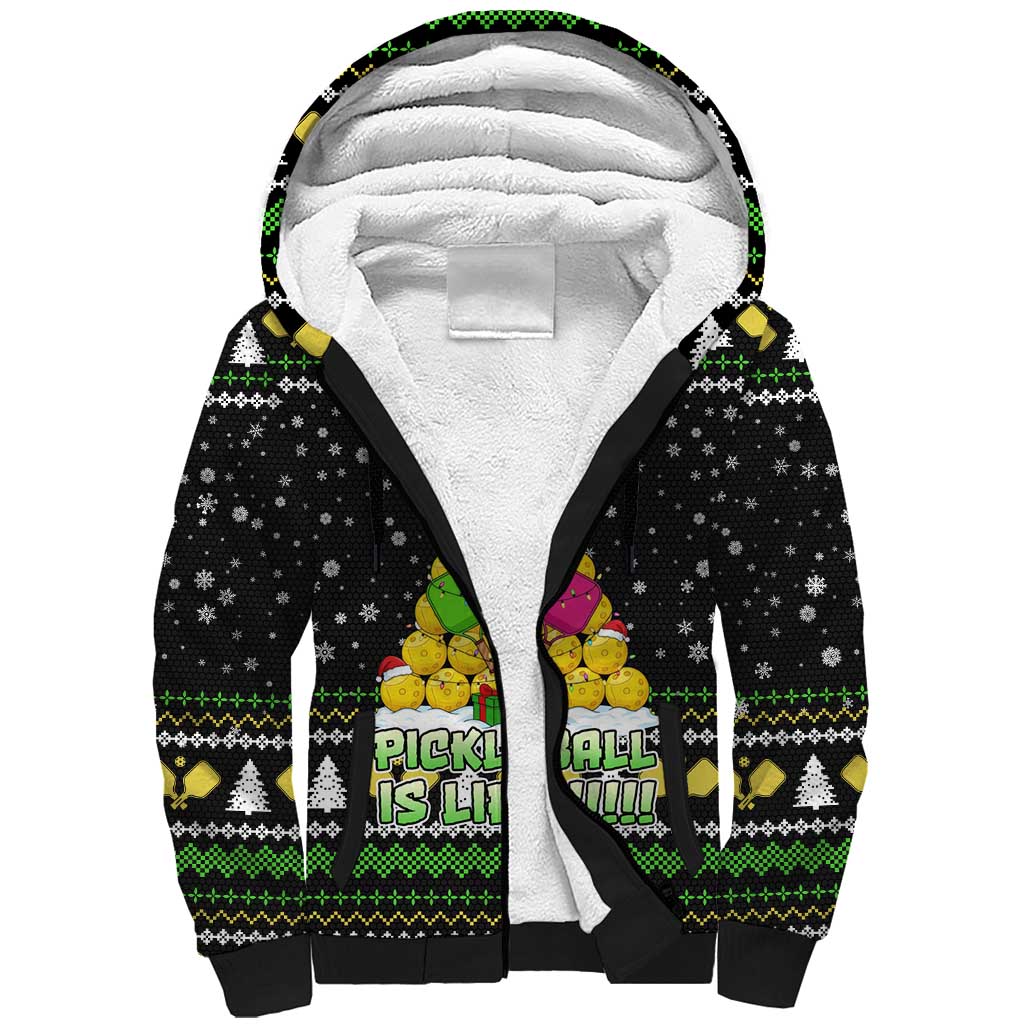 PickleBall Is Life Christmas Sherpa Hoodie Xmas Holiday Patterns - Wonder Print Shop