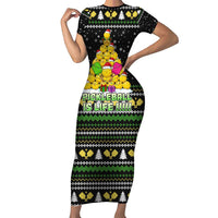 PickleBall Is Life Christmas Short Sleeve Bodycon Dress Xmas Holiday Patterns - Wonder Print Shop