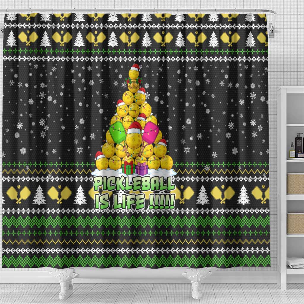 PickleBall Is Life Christmas Shower Curtain Xmas Holiday Patterns - Wonder Print Shop