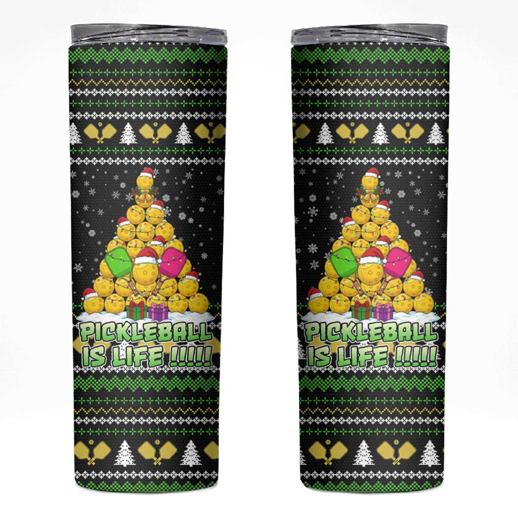 PickleBall Is Life Christmas Skinny Tumbler Xmas Holiday Patterns - Wonder Print Shop