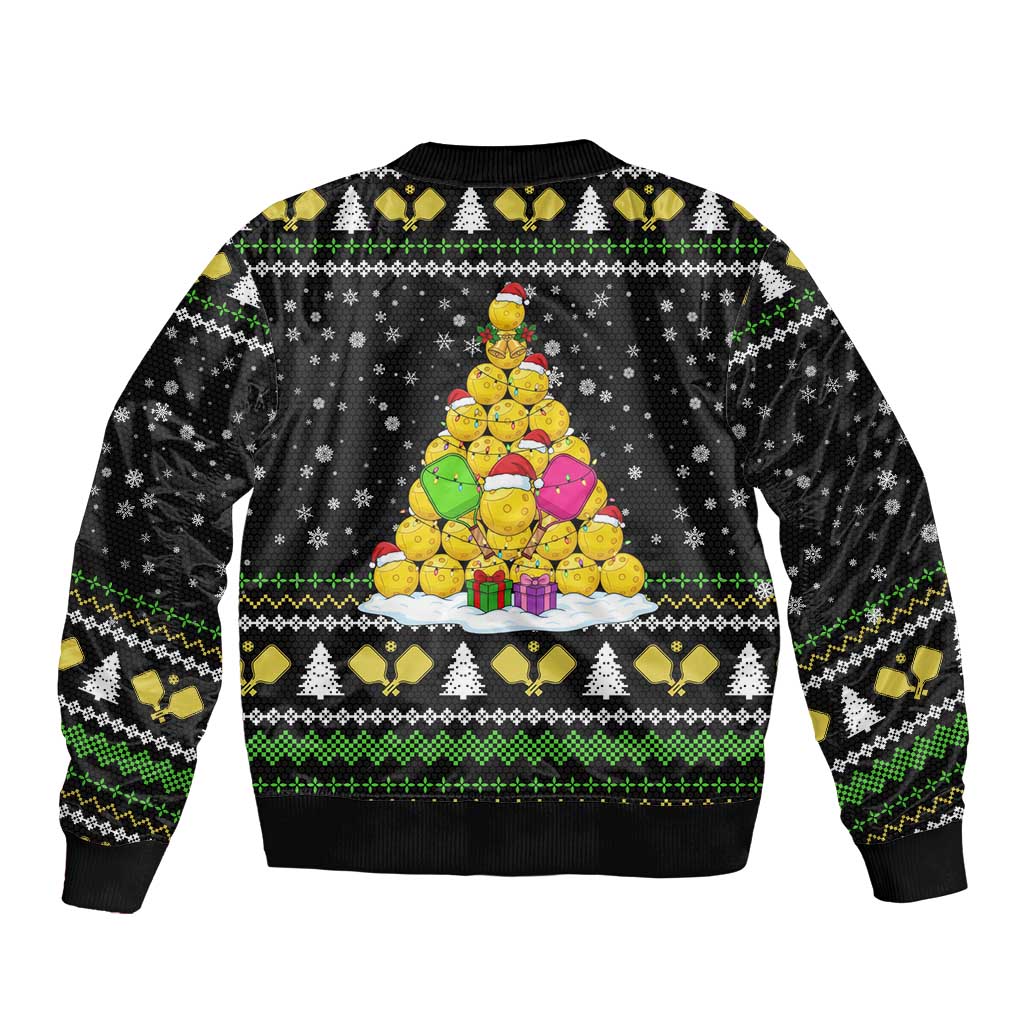 PickleBall Is Life Christmas Sleeve Zip Bomber Jacket Xmas Holiday Patterns - Wonder Print Shop