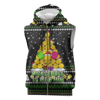 PickleBall Is Life Christmas Sleeveless Zip Hoodie Xmas Holiday Patterns - Wonder Print Shop