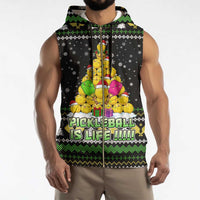 PickleBall Is Life Christmas Sleeveless Zip Hoodie Xmas Holiday Patterns - Wonder Print Shop